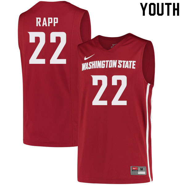 Youth #22 Ryan Rapp Washington State Cougars College Basketball Jerseys Sale-Crimson